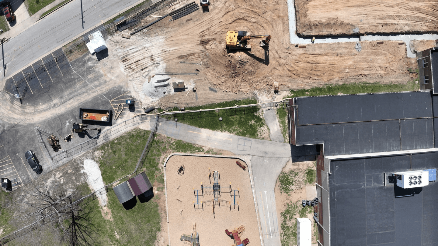 S. M. Wilson begins storm shelter addition and tornado recovery work at Mark Twain Elementary